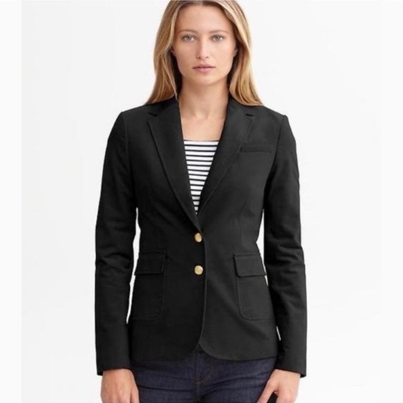 Banana Republic Black Wool Jacket Blazer Size 8 - Picture 1 of 10